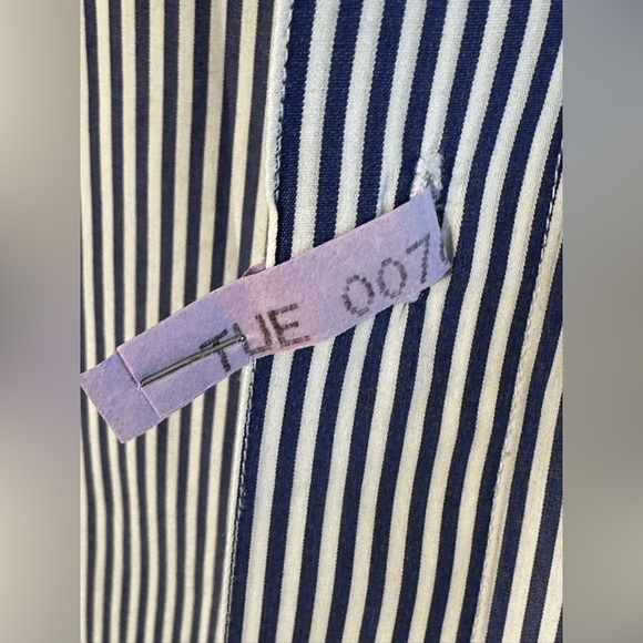 ALEX CANNON Blue White Stripe LG Button Down Contrast Cuffs Elbow Patches Cotton - Picture 10 of 16